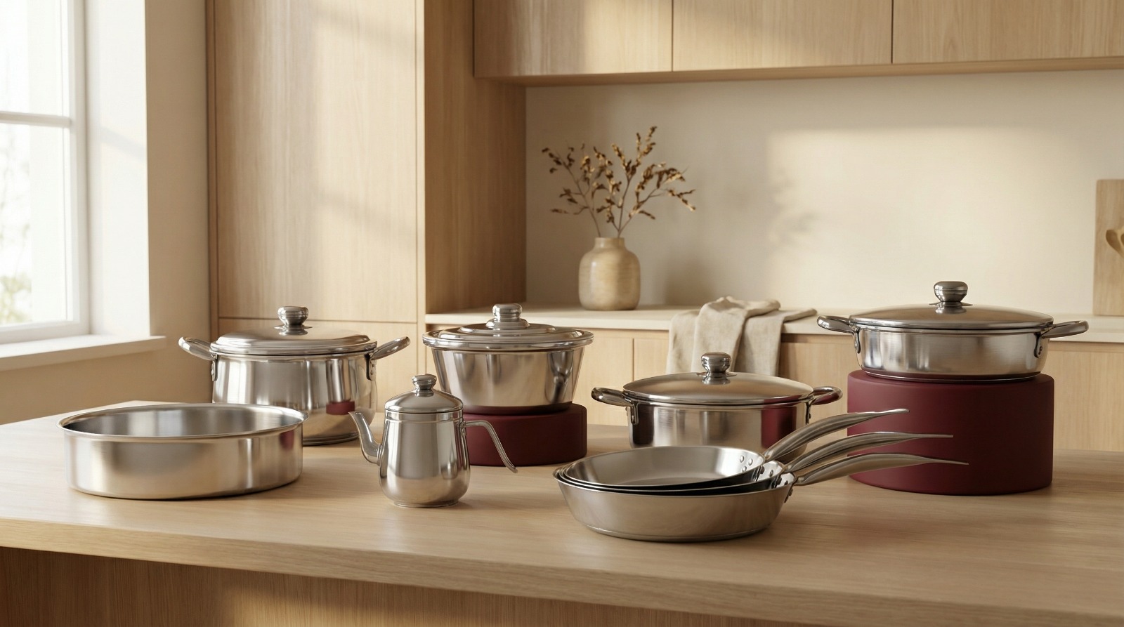 Premium shiny aluminum Asala cookware